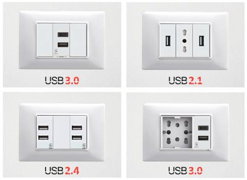 4box, caricatore USB fino 3.0 A su singolo modulo: per serie civili  BTicino, Vimar e Gewiss