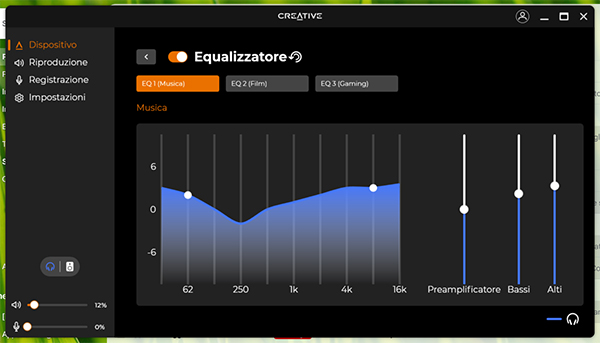 Creative Sound Blaster X5 recensione equalizzatore 10 bande