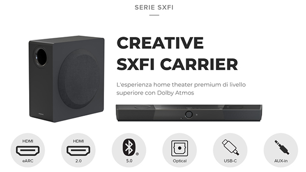 Creative SXFI Carrier specifiche